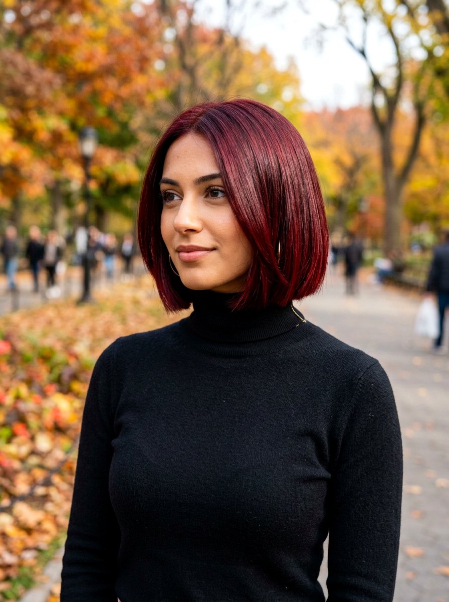 Dark Cherry Red Gloss Bob - 20 red gloss hair color ideas - 20 red gloss hair color ideas