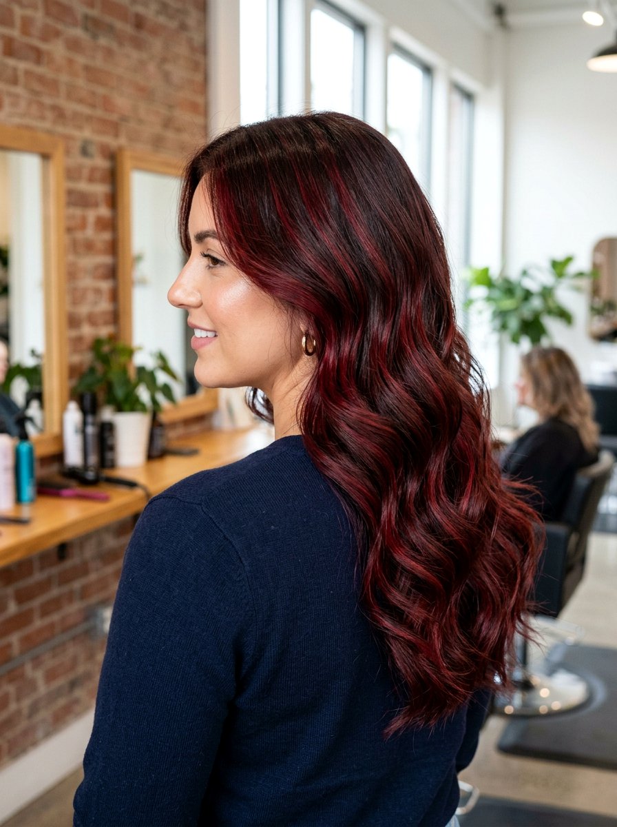 Dark Chocolate And Red Balayage - 20 dimensional red for dark brunette hair - 20 dimensional red for dark brunette hair