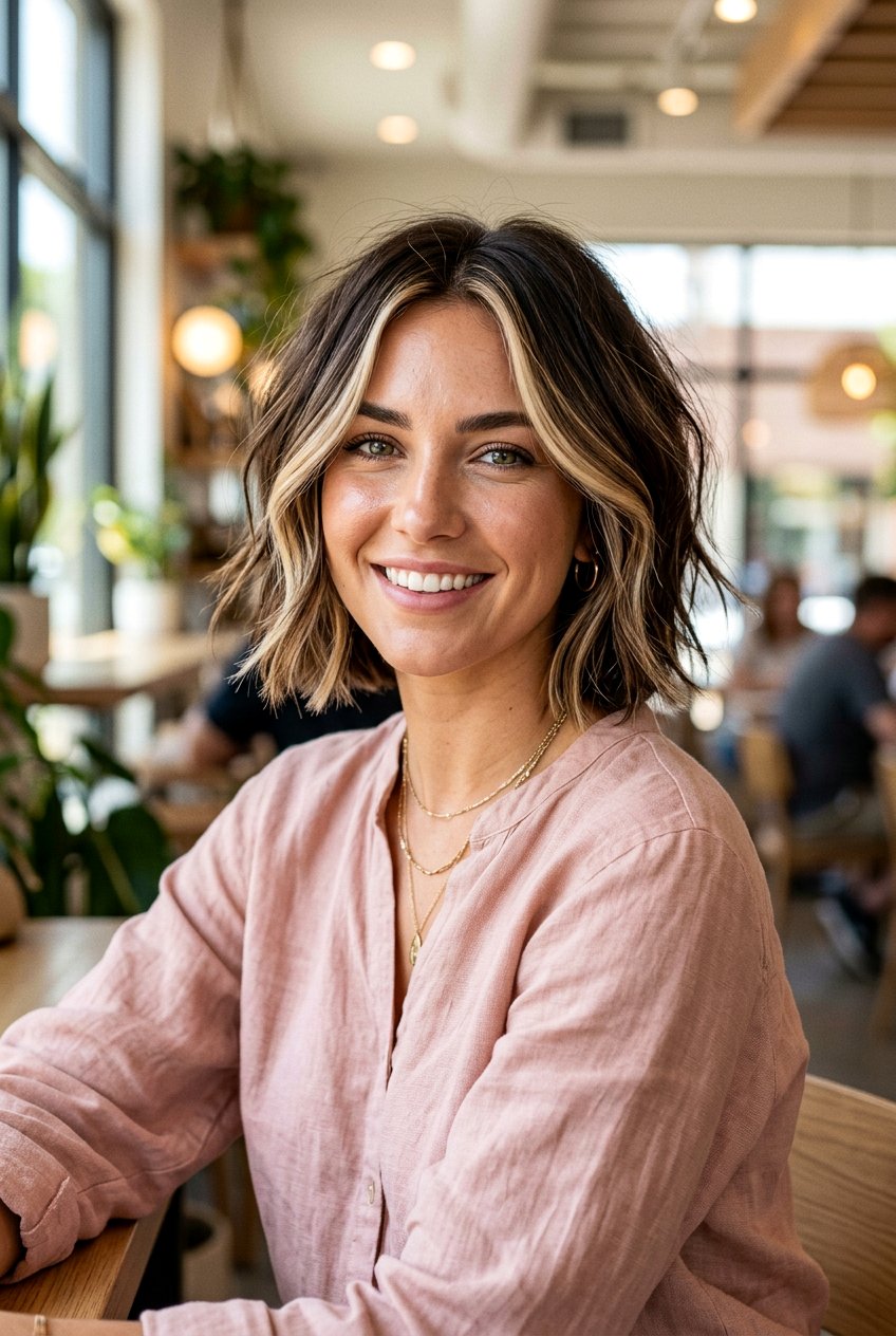 Dark Chocolate Brown Hair With Blonde Highlights On Short Bob - 20 dark chocolate brunette with blonde highlights - 20 dark chocolate brunette with blonde highlights