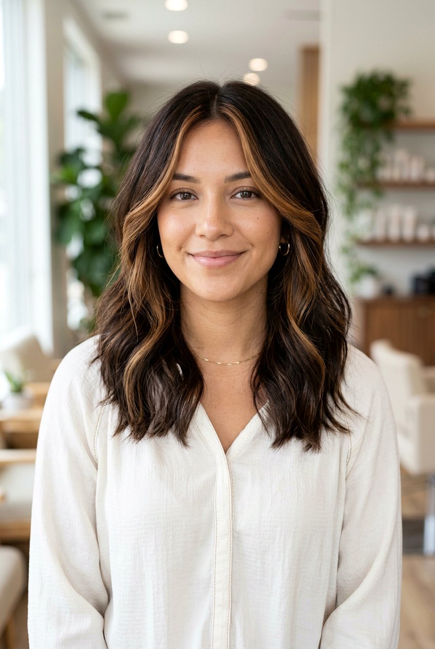 Dark Chocolate Hair with Face Framing Highlights - 20 dark chocolate hair color - 20 dark chocolate hair color