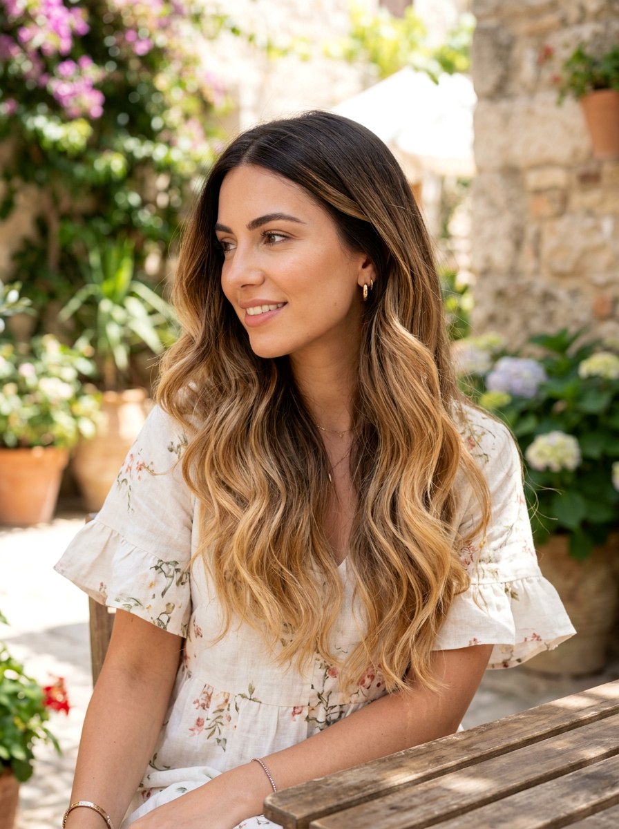 Dark Chocolate To Honey Balayage Root Melt - 20 root melt ideas for brunette balayage - 20 root melt ideas for brunette balayage