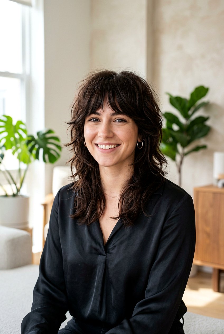 Dark Chocolate Wolf Cut - 20 brunette wolf cut color ideas - 20 brunette wolf cut color ideas