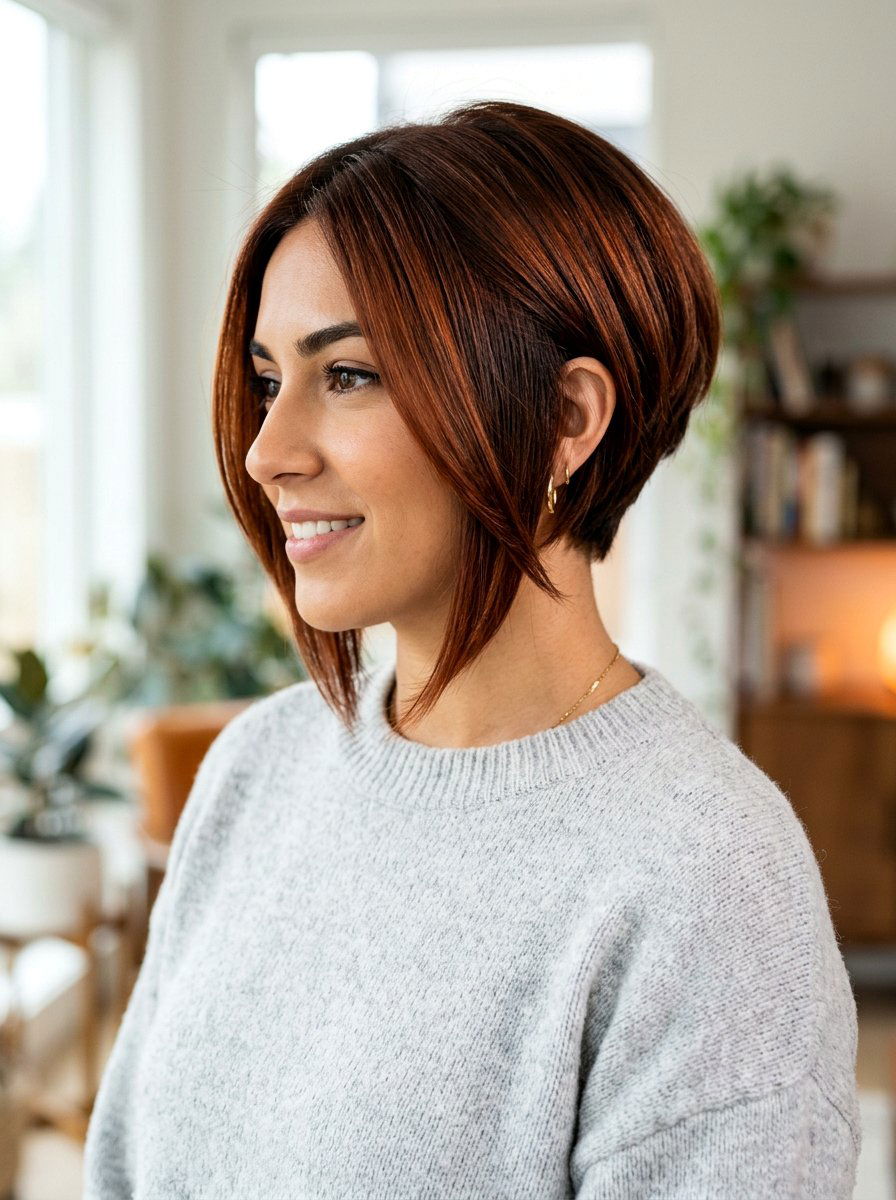 Dark Copper Inverted Bob - 20 copper bob hair color ideas - 20 copper bob hair color ideas