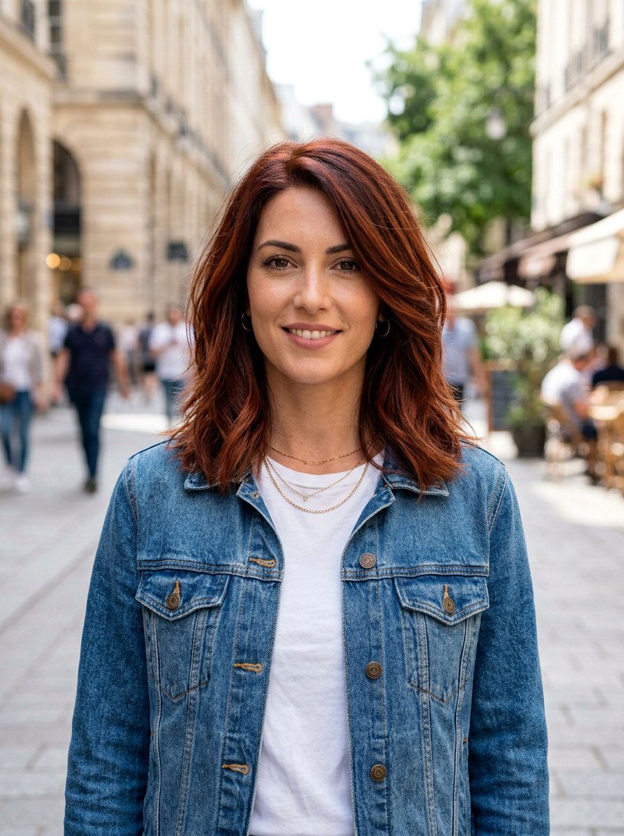 Dark Copper Lob With Layers - 20 trending copper hair ideas for women - 20 trending copper hair ideas for women