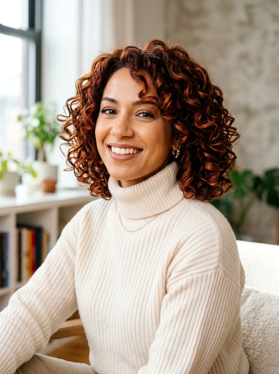 Dark Copper Red Curly Bob - 20 red curly bob color ideas - 20 red curly bob color ideas