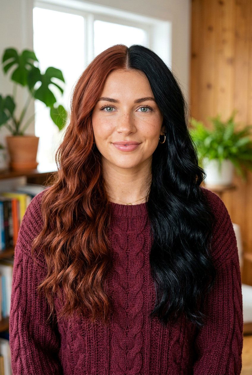 Dark Copper and Black Split Dye - 20 copper and black split dye hair - 20 copper and black split dye hair