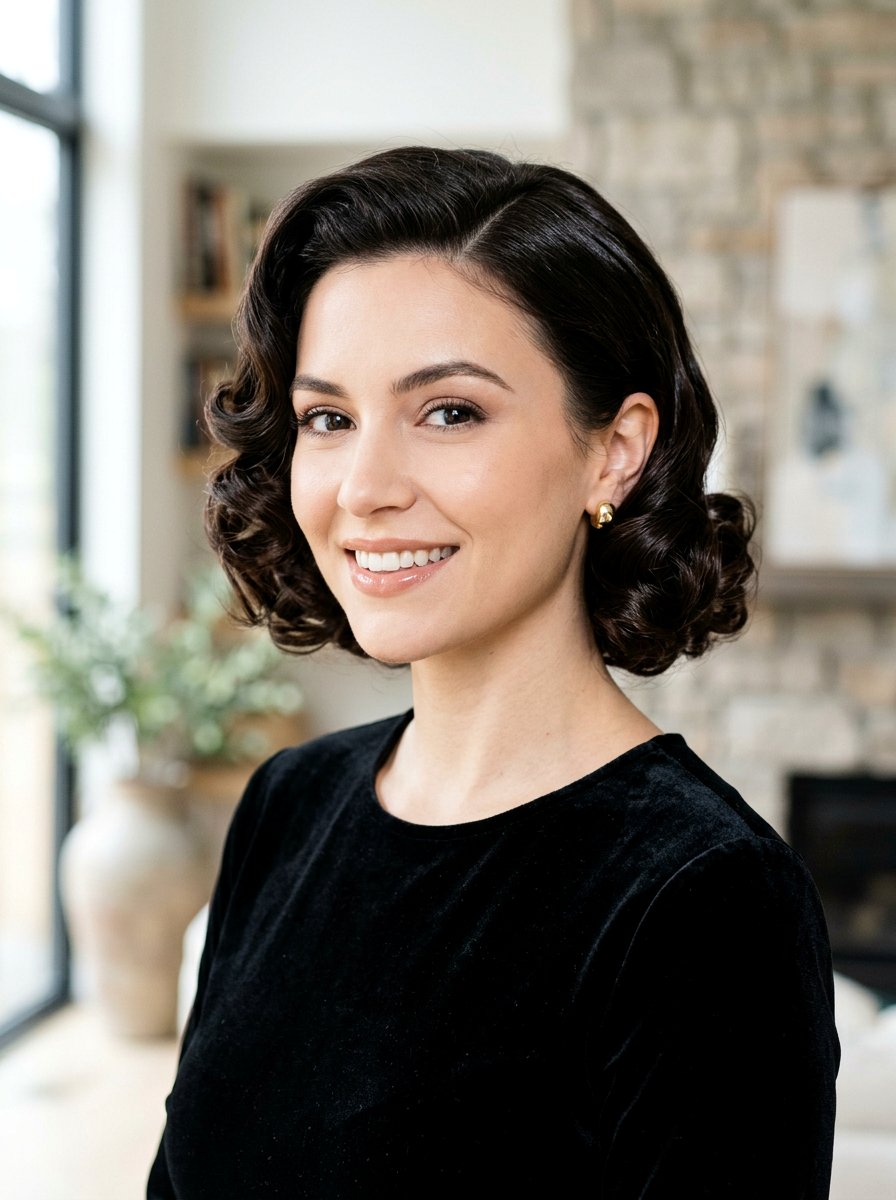 Dark Espresso Pin Curl Bob - 20 pin curl bob hairstyle - 20 pin curl bob hairstyle