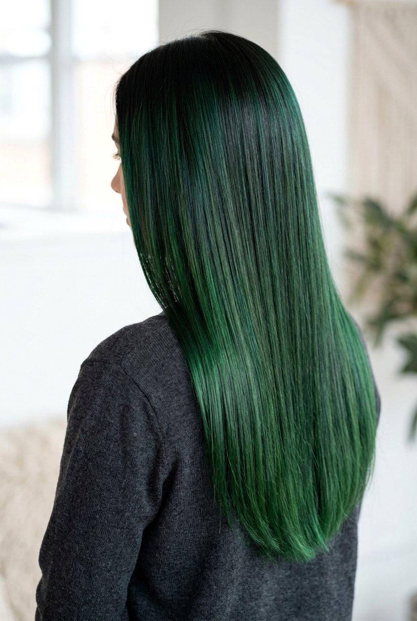 Dark Green Ombre With Forest Green Balayage - 20 forest green balayage on dark hair - 20 forest green balayage on dark hair