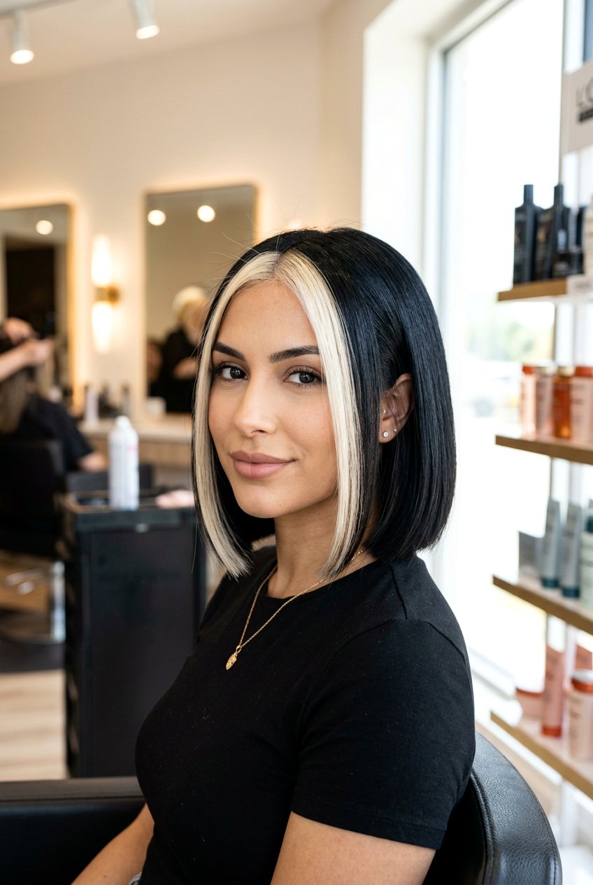 Dark Hair Blonde Money Piece - 20 contour highlights hair - 20 contour highlights hair