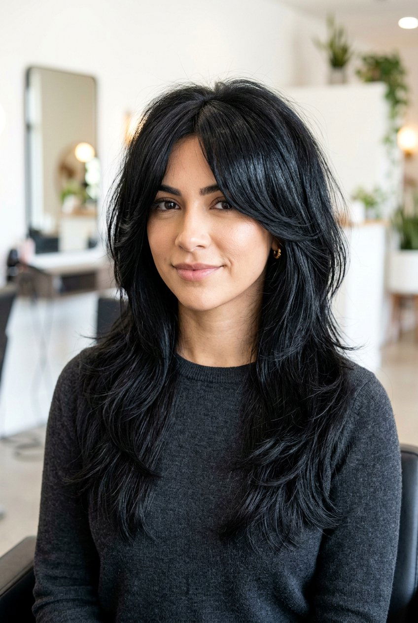 Dark Hair Octopus Haircut With Curtain Bangs - 20 octopus haircut with curtain bangs - 20 octopus haircut with curtain bangs