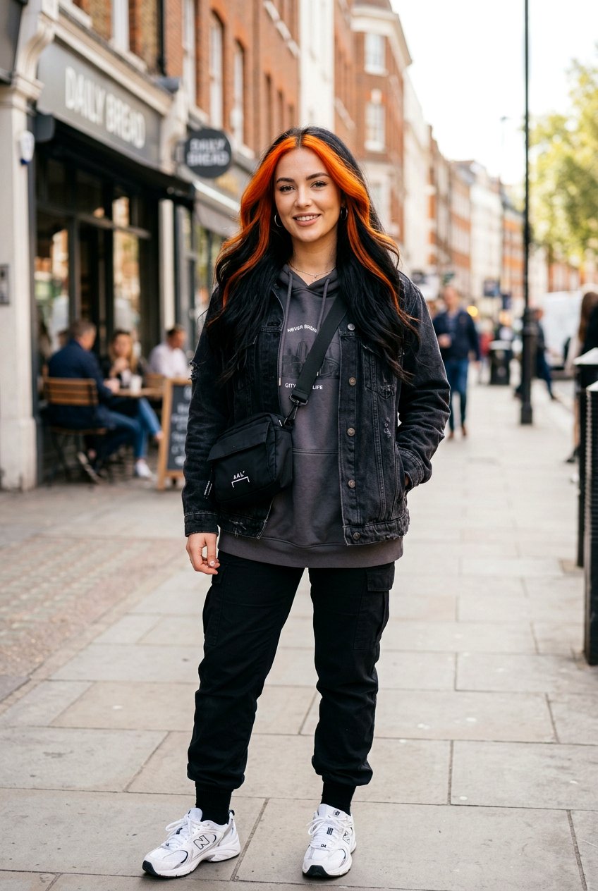 Dark Hair With Burnt Orange Front Pieces - 20 chunky copper front pieces - 20 chunky copper front pieces