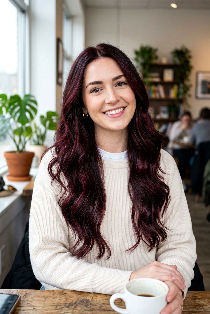 20 Bold Dark Hair With Burgundy Highlights for a New Look