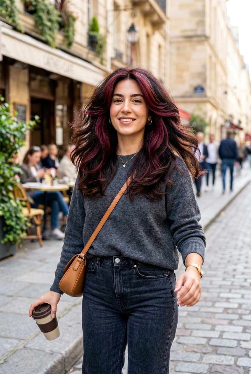 Dark Hair with Burgundy Highlights and Layers - 20 dark hair with burgundy highlights - 20 dark hair with burgundy highlights