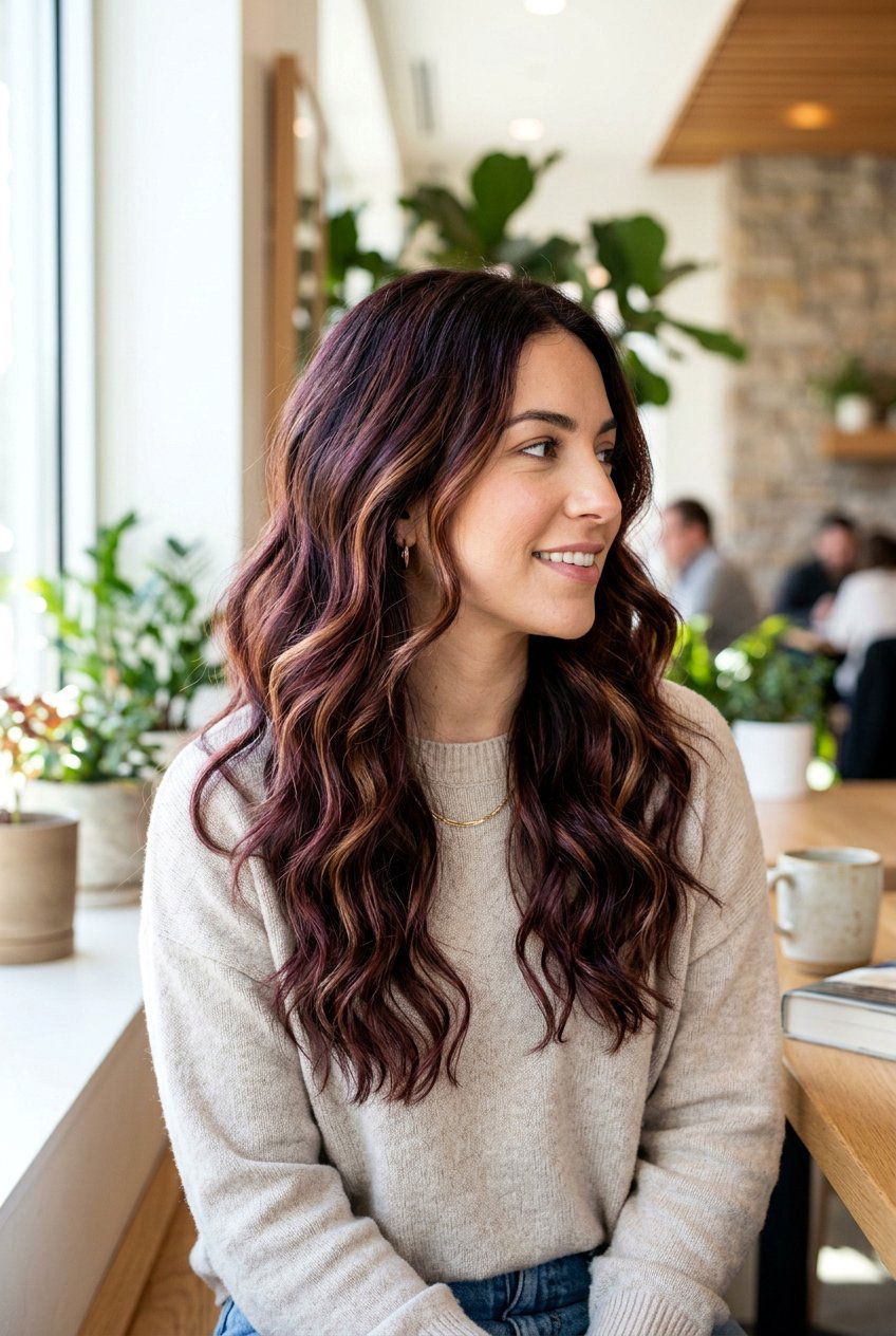 Dark Hair with Burgundy and Caramel Highlights - 20 dark hair with burgundy highlights - 20 dark hair with burgundy highlights