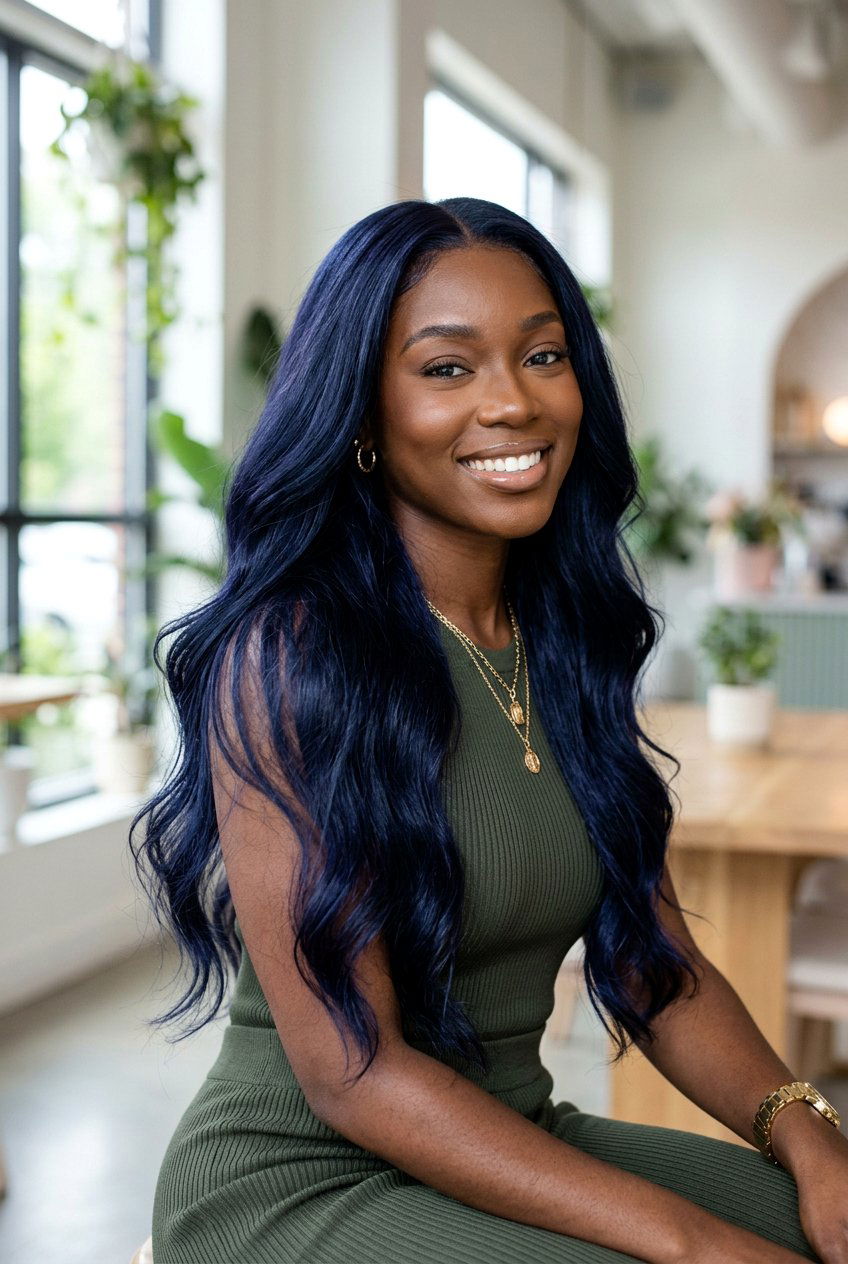 Dark Indigo Hair Color for Dark Skin - 20 indigo hair color ideas - 20 indigo hair color ideas