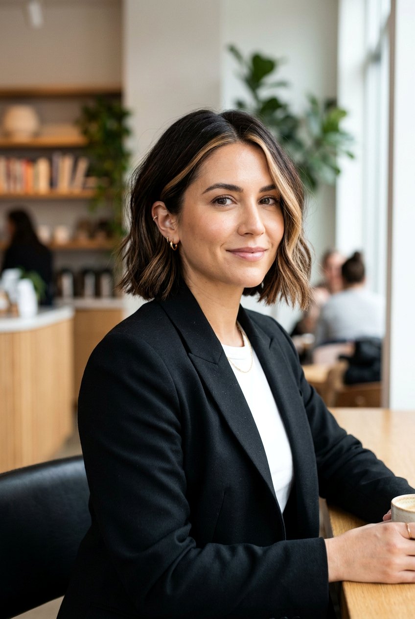 Dark Mocha Balayage On Short Bob With Money Piece - 20 dark mocha balayage with money piece - 20 dark mocha balayage with money piece