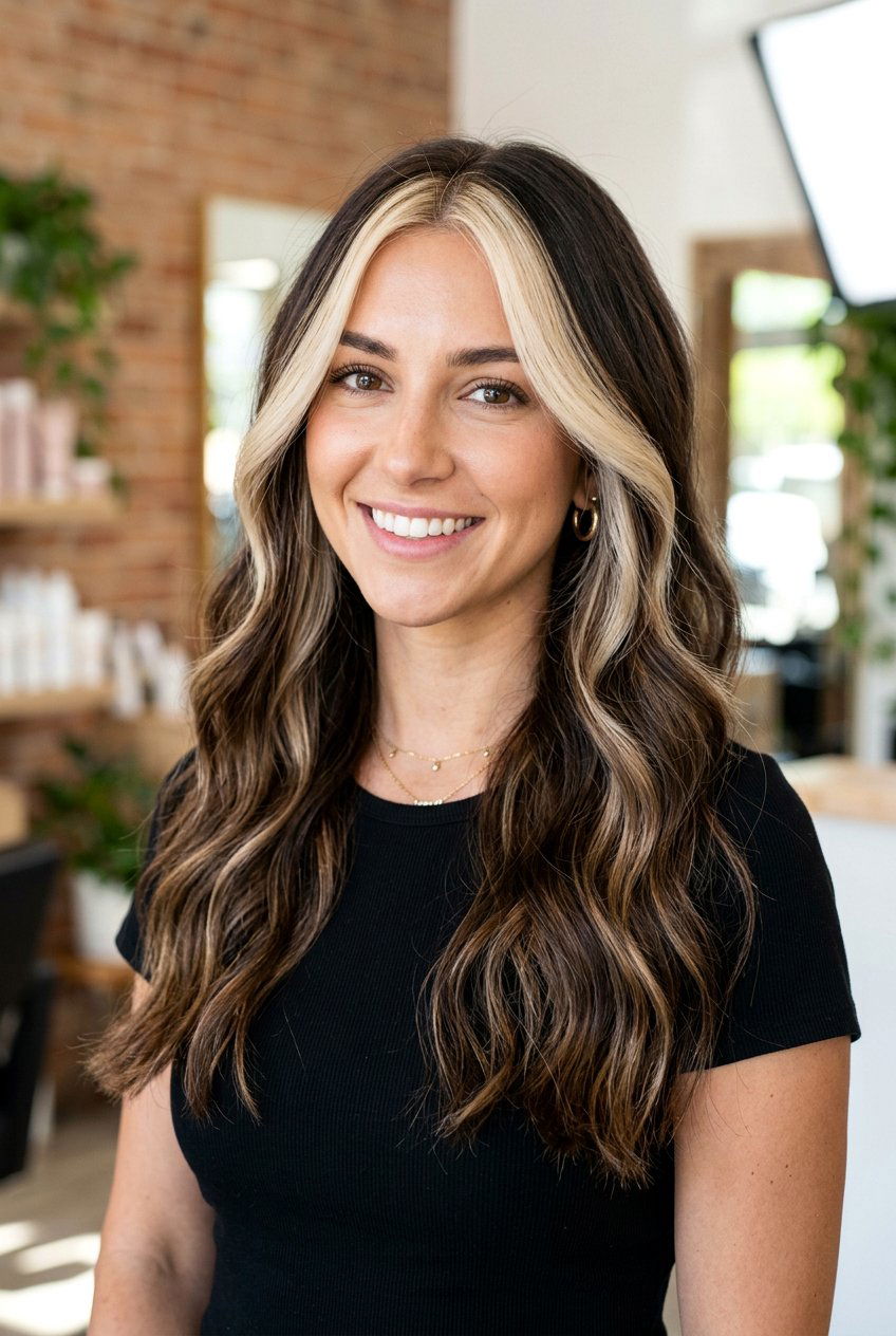 Dark Mocha Balayage With Blonde Money Piece - 20 dark mocha balayage with money piece - 20 dark mocha balayage with money piece