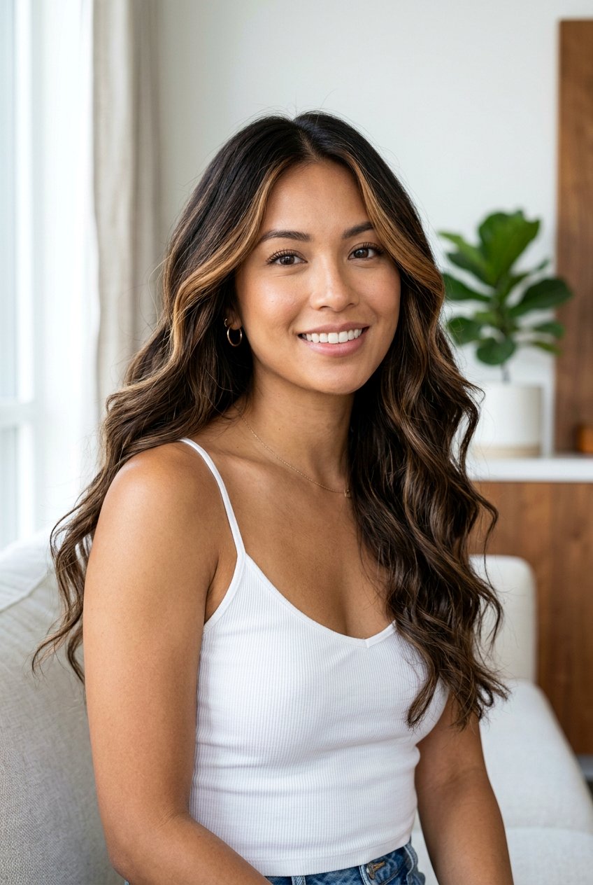 Dark Mocha Balayage With Shadow Root And Money Piece - 20 dark mocha balayage with money piece - 20 dark mocha balayage with money piece