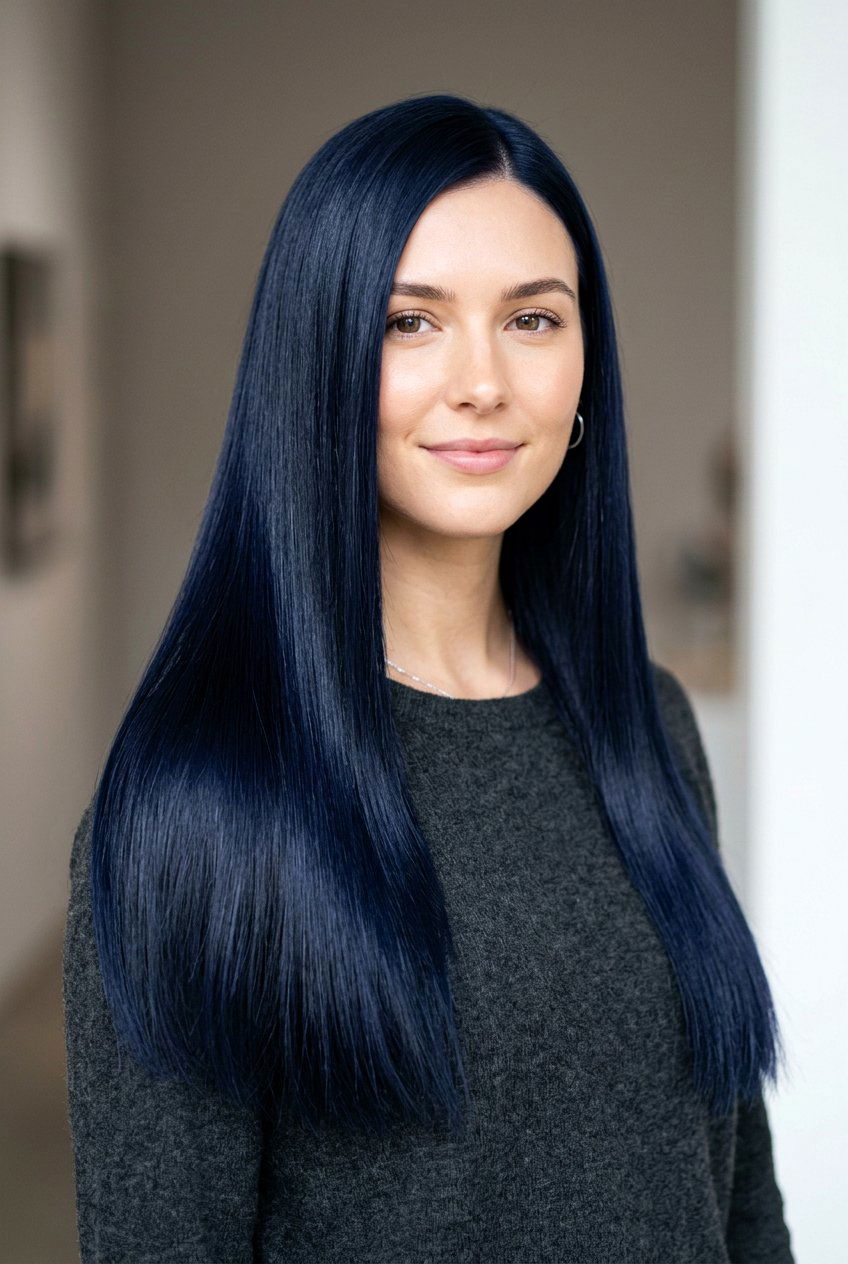 Dark Navy Blue Straight Hair - 20 navy blue hair color - 20 navy blue hair color