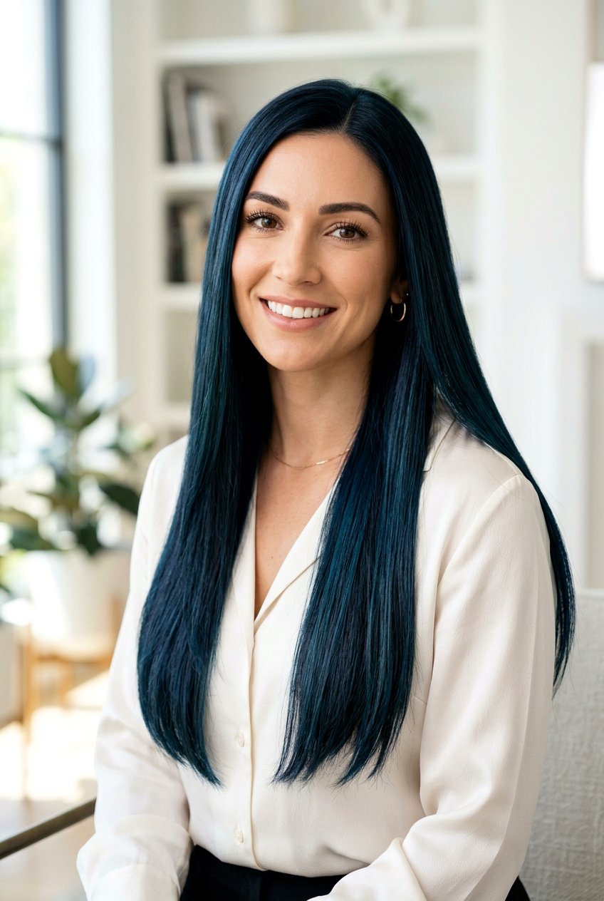 Dark Ocean Blue Hair with Subtle Highlights - 20 ocean blue hair color - 20 ocean blue hair color