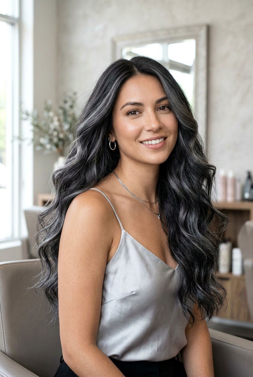 Dark Pewter Balayage - 20 smoky brunette balayage for women - 20 smoky brunette balayage for women