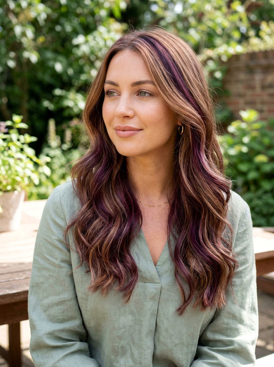 Dark Plum Highlights on Light Brown Hair - 20 plum brunette highlights - 20 plum brunette highlights