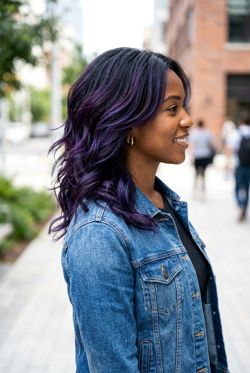 Dark Purple Balayage Hair - 20 plum balayage for black hair women - 20 plum balayage for black hair women