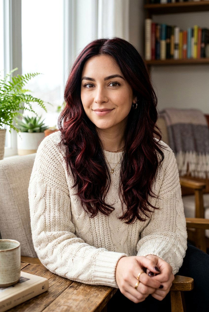 Dark Red Balayage on Black Hair - 20 red balayage on black hair - 20 red balayage on black hair