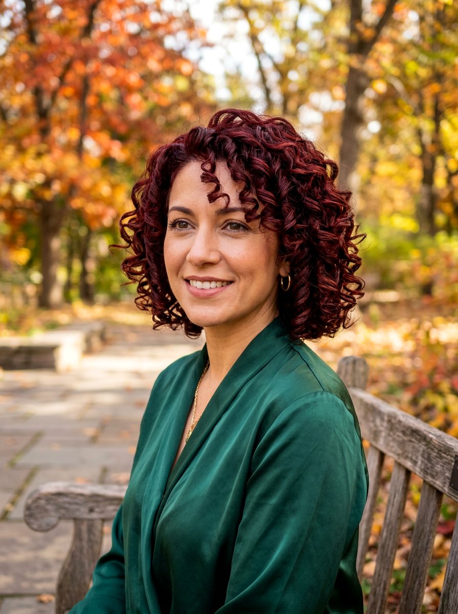 Dark Red Curly Bob - 20 red bob hair color ideas - 20 red bob hair color ideas