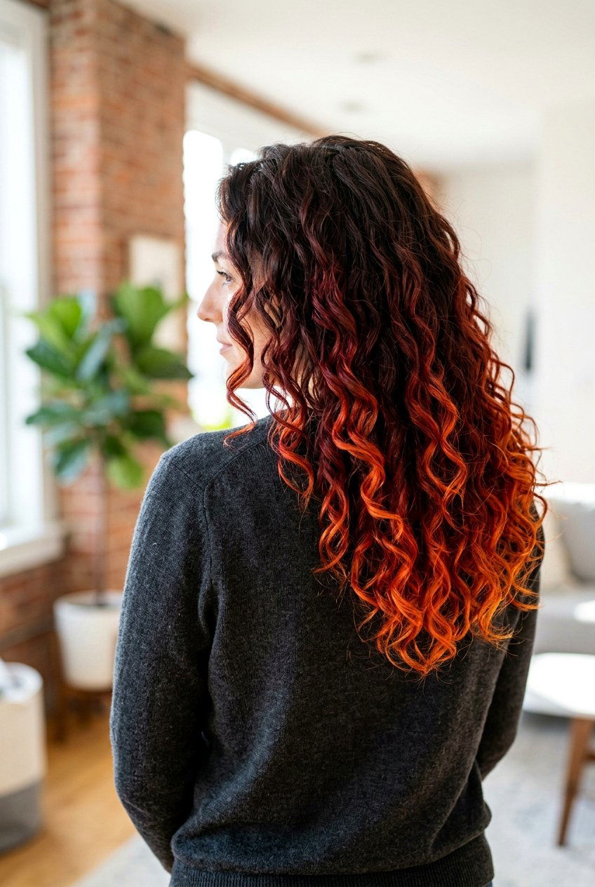 Dark Red Fire Ombre On Brunette Hair - 20 fire hair color ideas - 20 fire hair color ideas