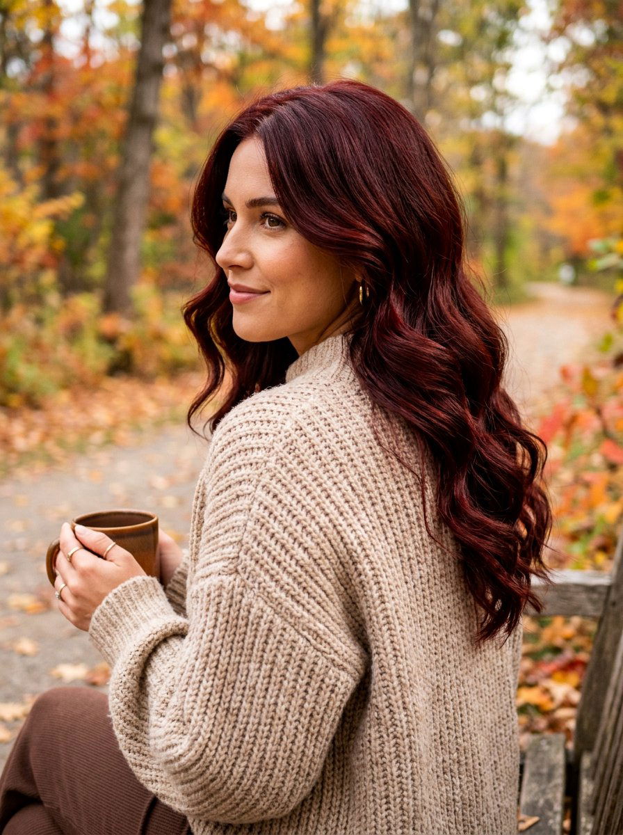 Dark Red Gloss Wavy Brunette Hair - 20 red gloss hair color for brunettes - 20 red gloss hair color for brunettes