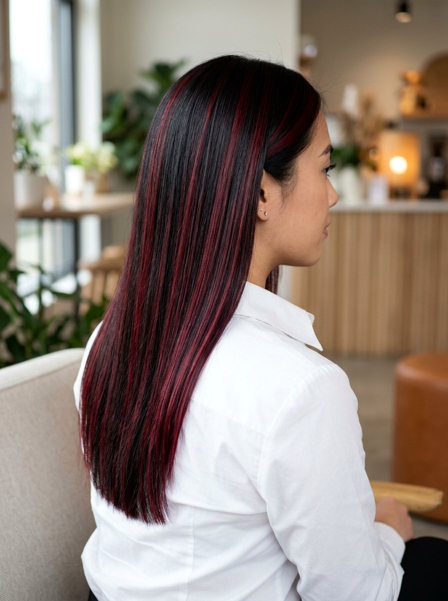 Dark Red Highlights On Black Straight Hair - 20 subtle highlights for dark black hair - 20 subtle highlights for dark black hair