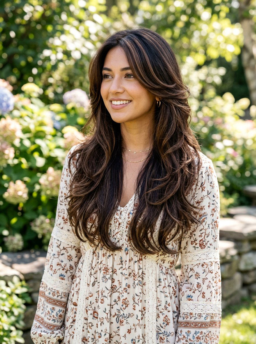 Dark Roast Balayage Butterfly Cut - 20 dark roast balayage on black hair - 20 dark roast balayage on black hair