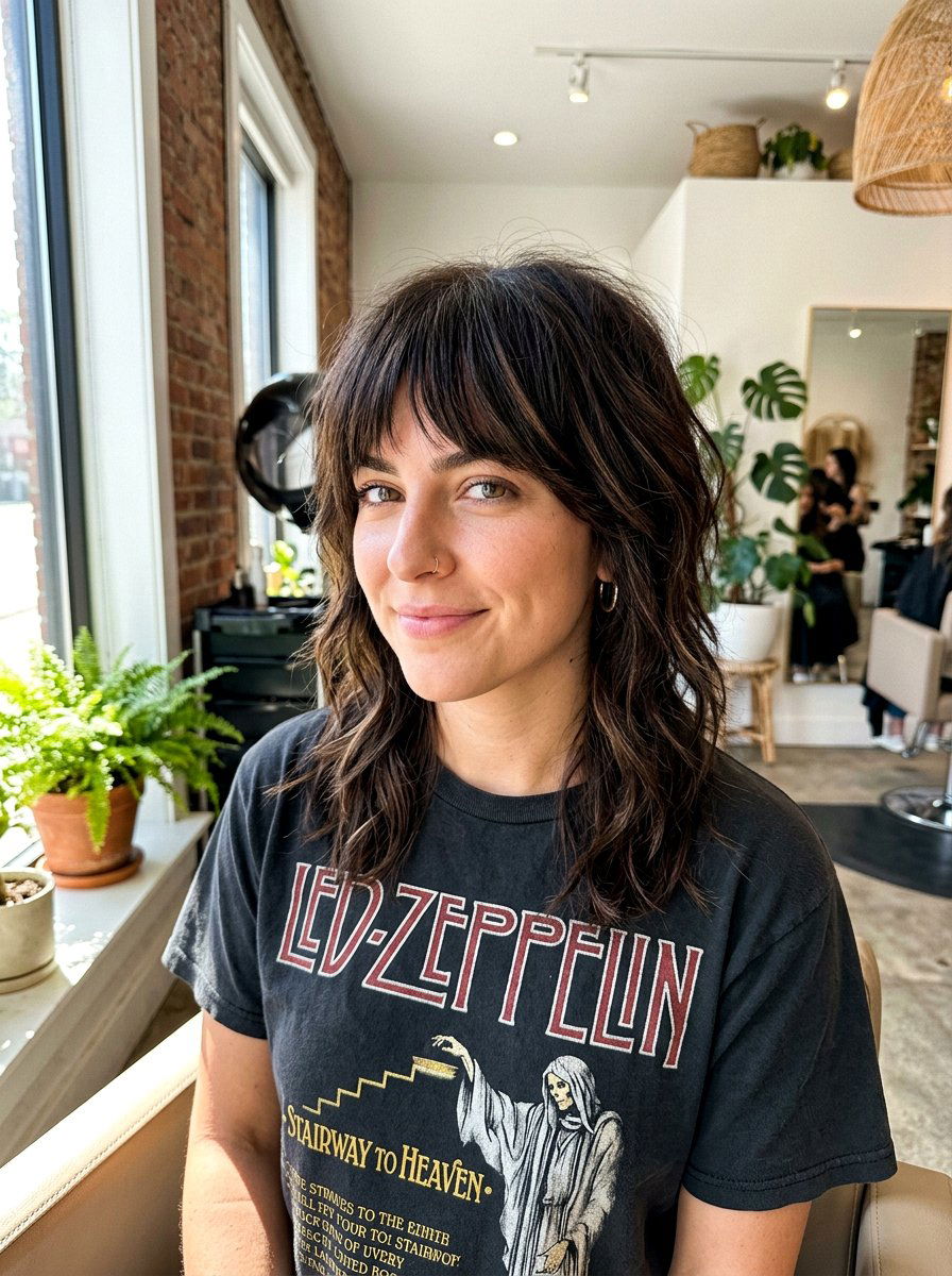 Dark Roast Balayage Shag Haircut - 20 dark roast balayage on black hair - 20 dark roast balayage on black hair