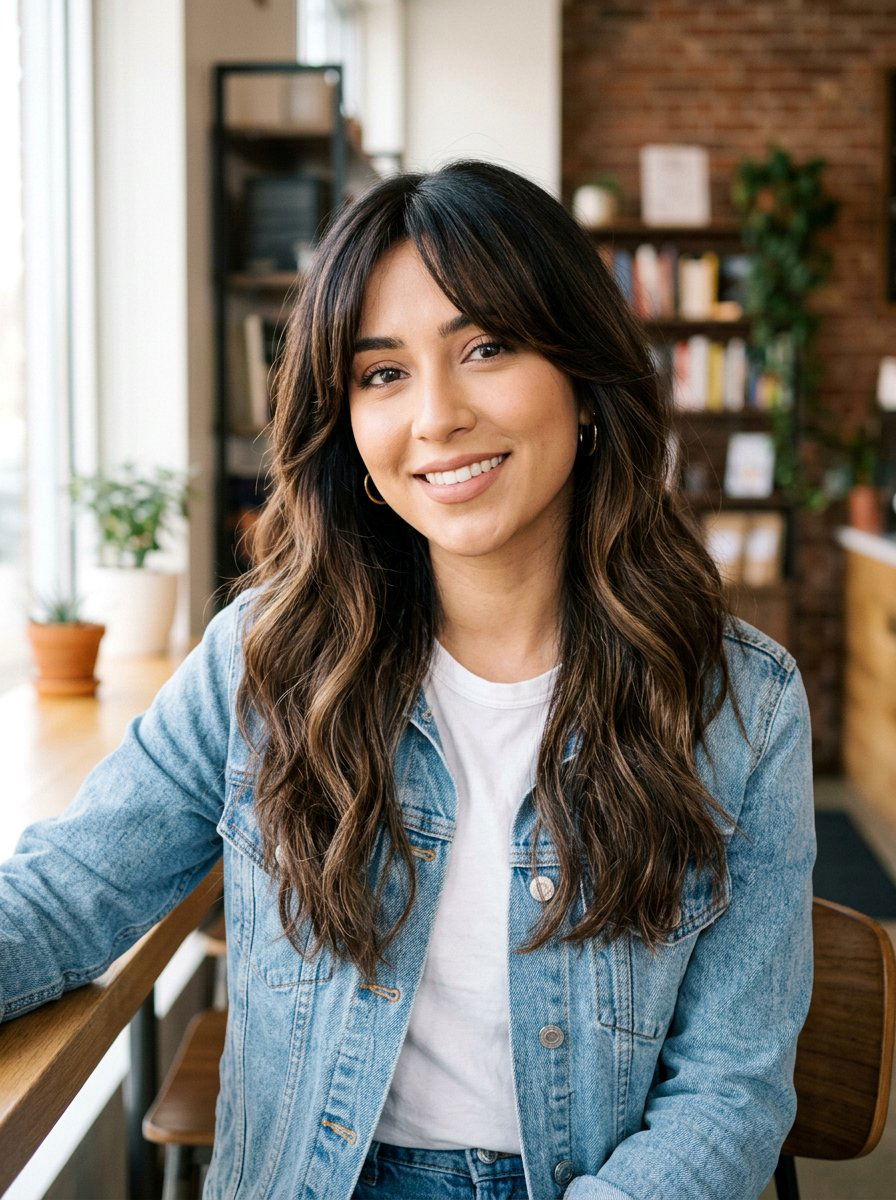 Dark Roast Balayage With Curtain Bangs - 20 dark roast balayage on black hair - 20 dark roast balayage on black hair