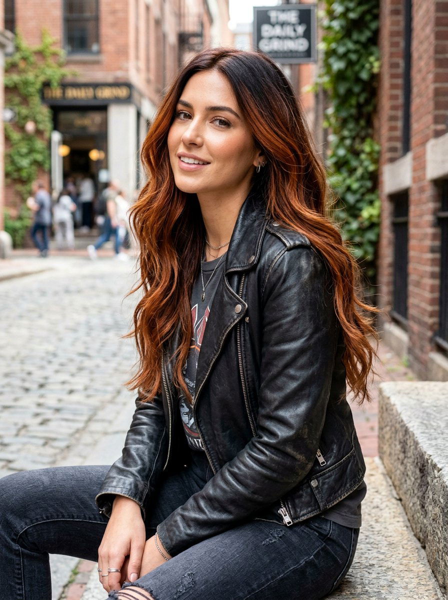 Dark Root Copper Balayage Long Layers - 20 copper balayage for long layers - 20 copper balayage for long layers