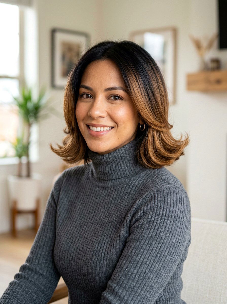 Dark Root Melt Flipped Bob - 20 dimensional brunette for shoulder length hair - 20 dimensional brunette for shoulder length hair