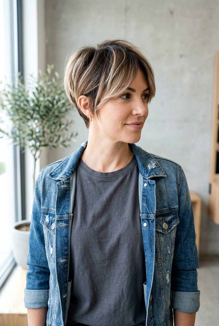 Dark Root Shadow Pixie Cut - 20 hair color ideas for pixie cuts - 20 hair color ideas for pixie cuts
