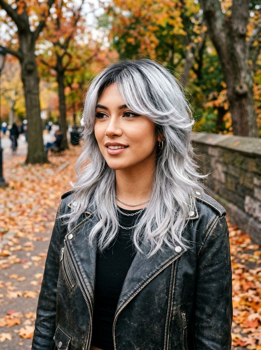 Dark Root Silver Butterfly Haircut - 20 silver butterfly haircut color ideas - 20 silver butterfly haircut color ideas