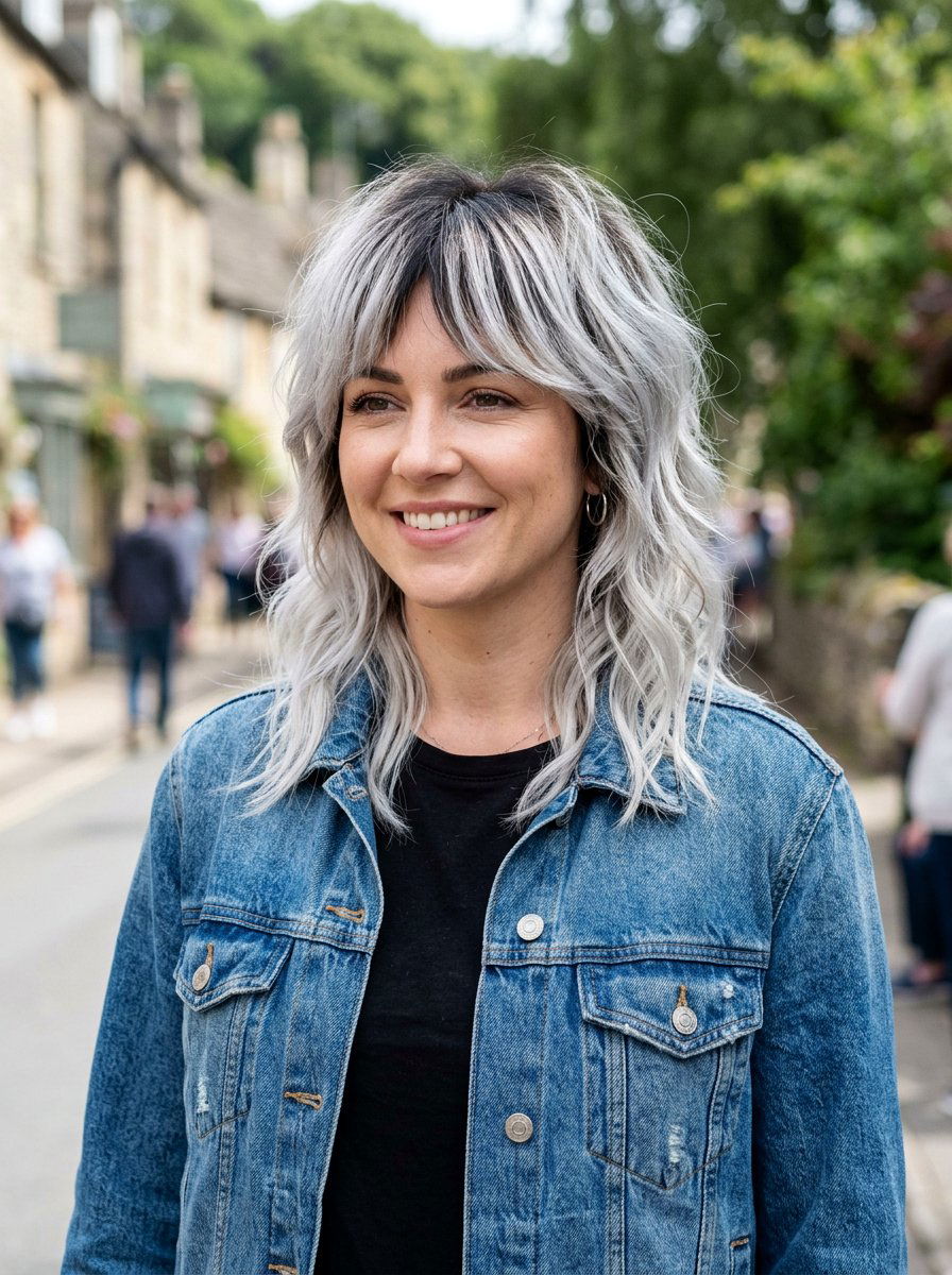 Dark Root Silver Shag - 20 silver shag hair color ideas - 20 silver shag hair color ideas