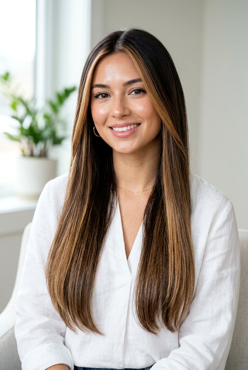 Dark Rooted Balayage with Face Framing Highlights - 20 rooted balayage for brunettes - 20 rooted balayage for brunettes