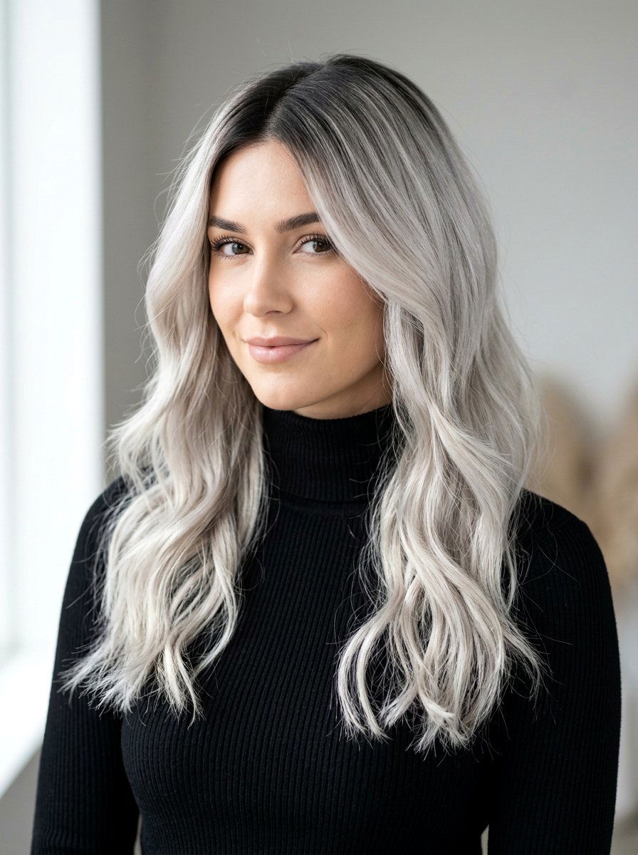 Dark Rooted Silver Blonde - 20 winter silver blonde hair color - 20 winter silver blonde hair color