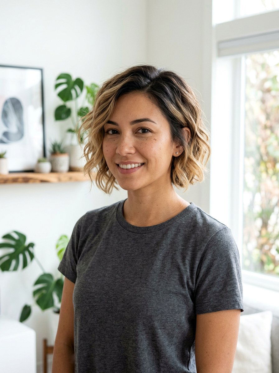 Dark Rooted Wavy Bixie - 20 wavy bixie haircut for thick hair - 20 wavy bixie haircut for thick hair