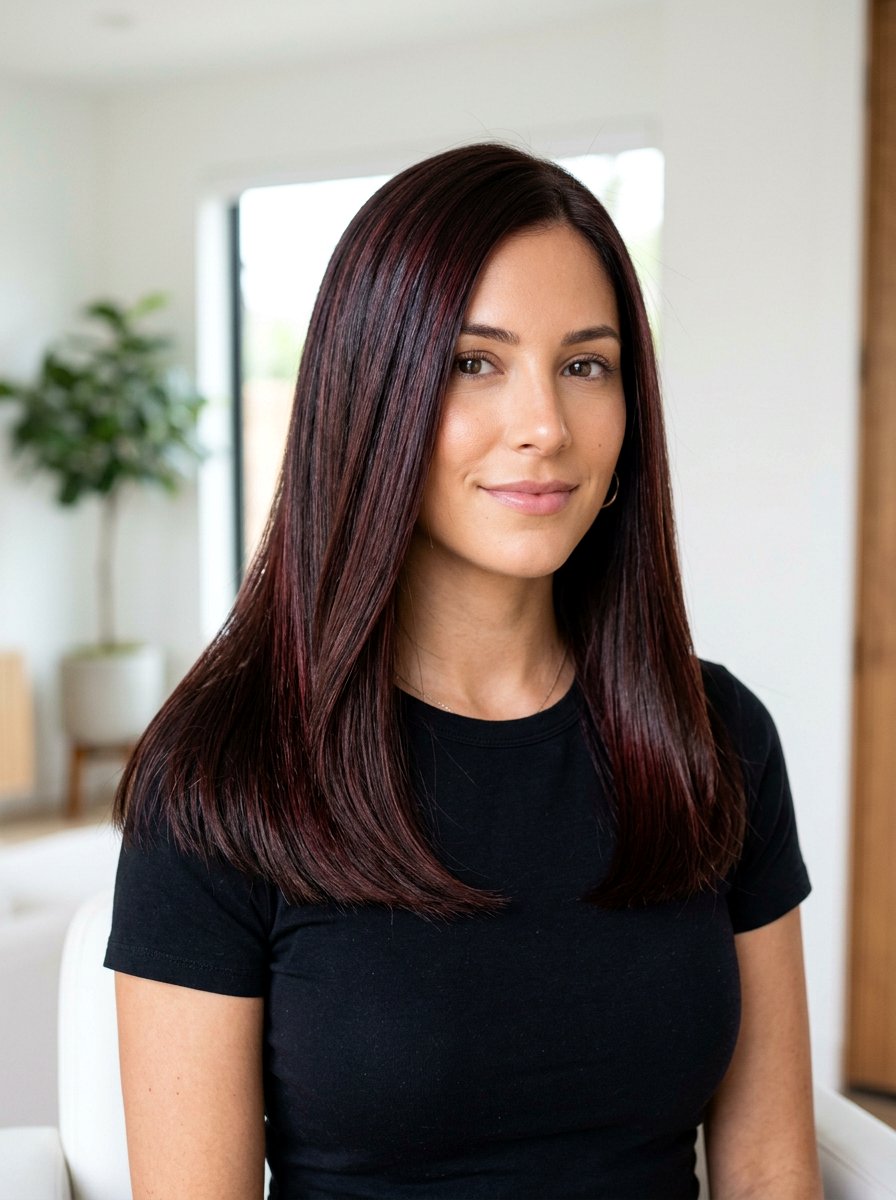 Dark Ruby Red Highlights On Espresso Brown Hair - 20 ruby red highlights on brunette hair - 20 ruby red highlights on brunette hair