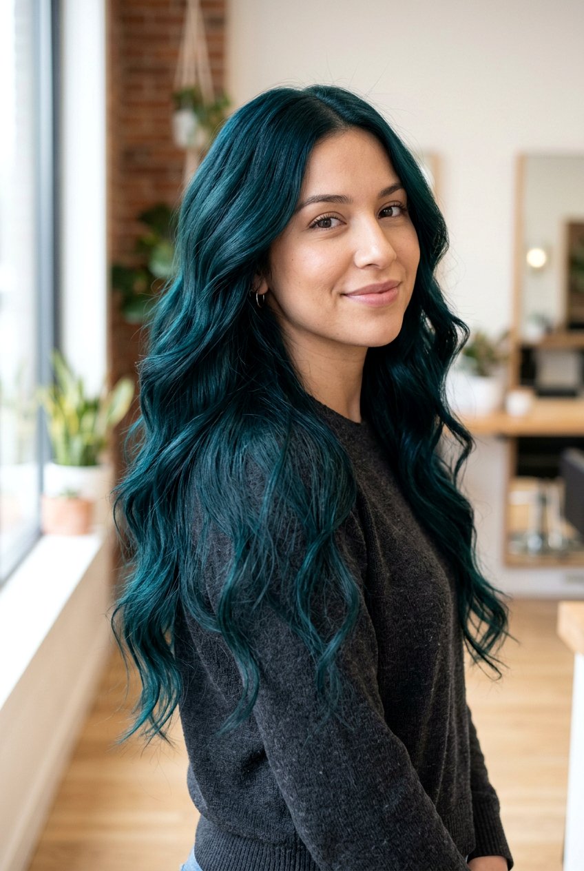 Dark Teal Hair Color - 20 teal hair color ideas - 20 teal hair color ideas