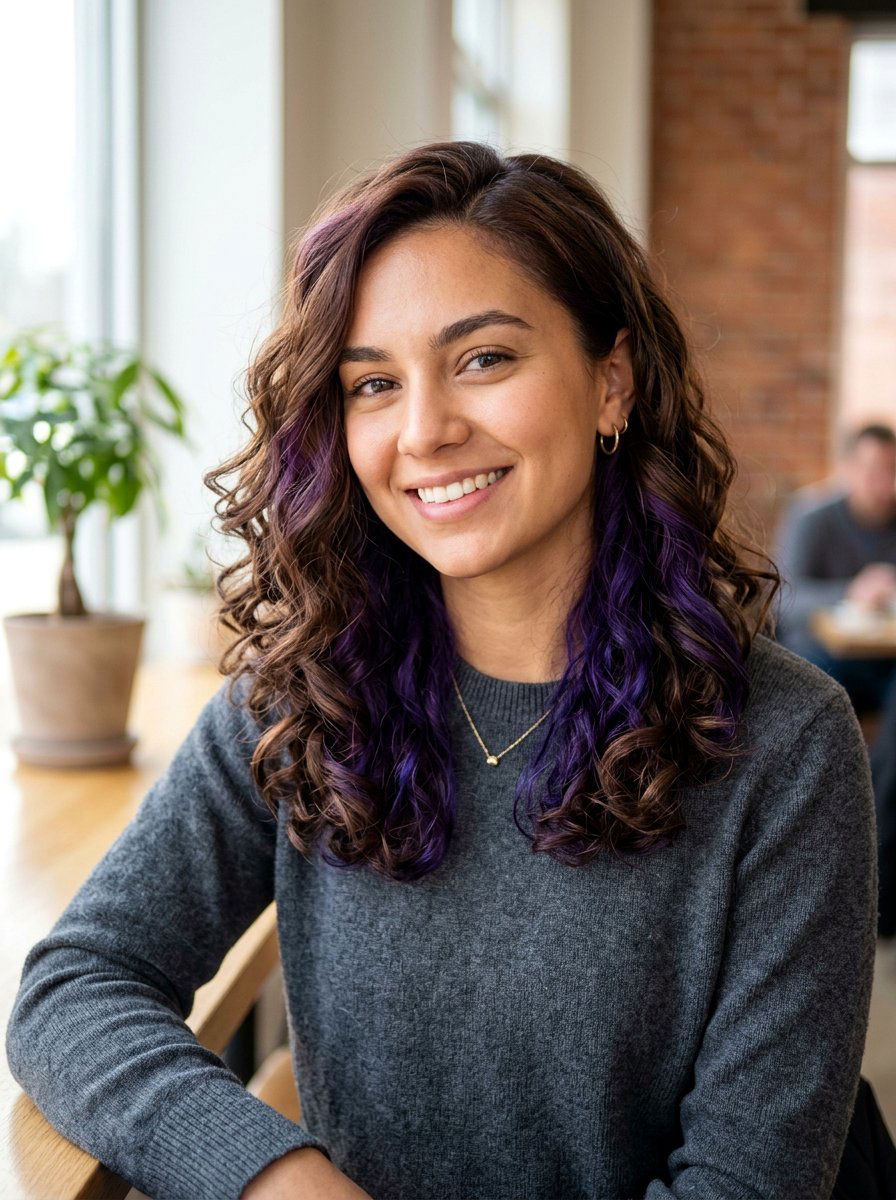 Dark Violet Peekaboo Highlights On Brown Hair - 20 violet peekaboo highlights - 20 violet peekaboo highlights