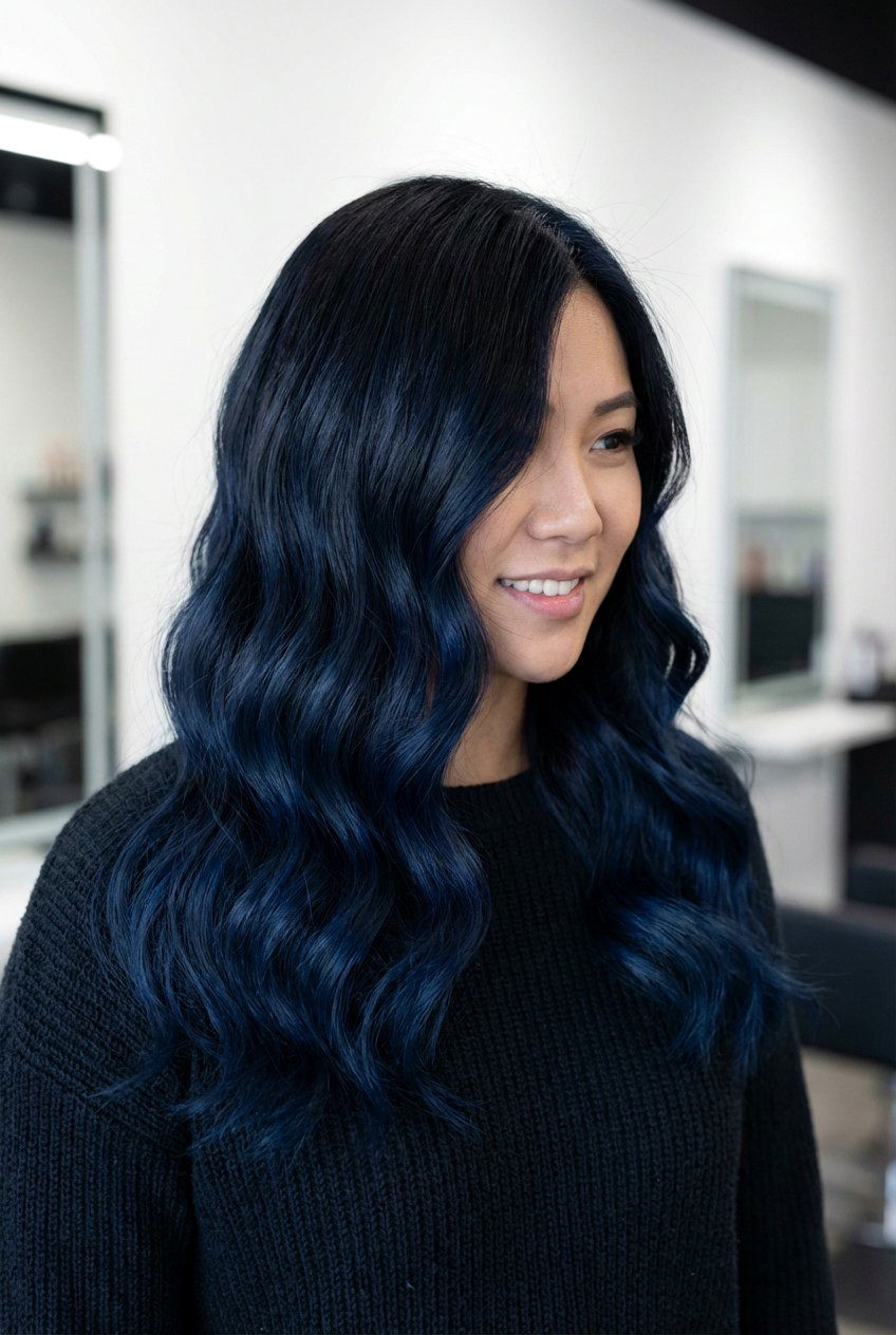 Dark blue ombre black hair - 20 black hair with blue highlights - 20 black hair with blue highlights
