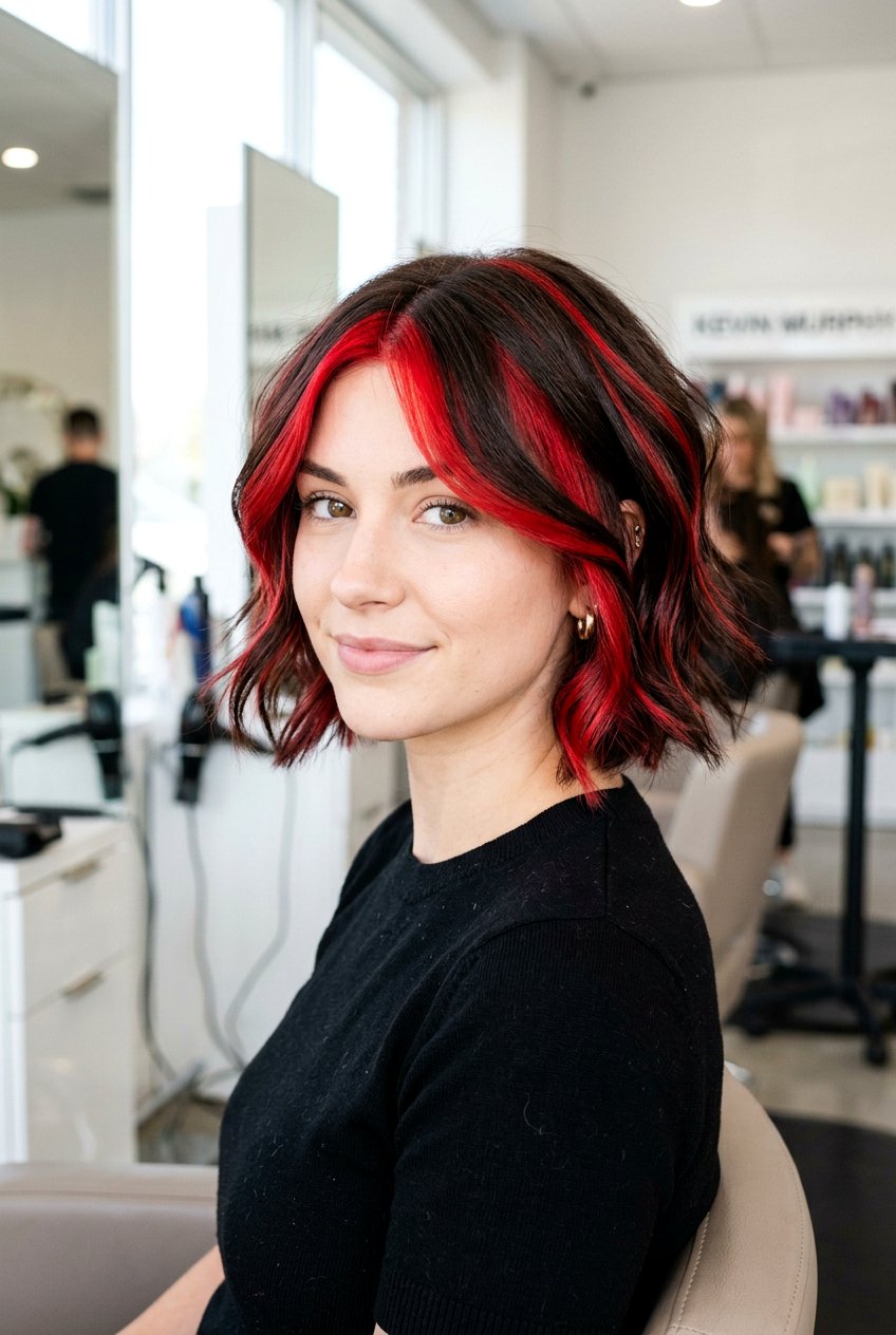 Dark brown hair with bright red highlights - 20 brown hair with red highlights - 20 brown hair with red highlights