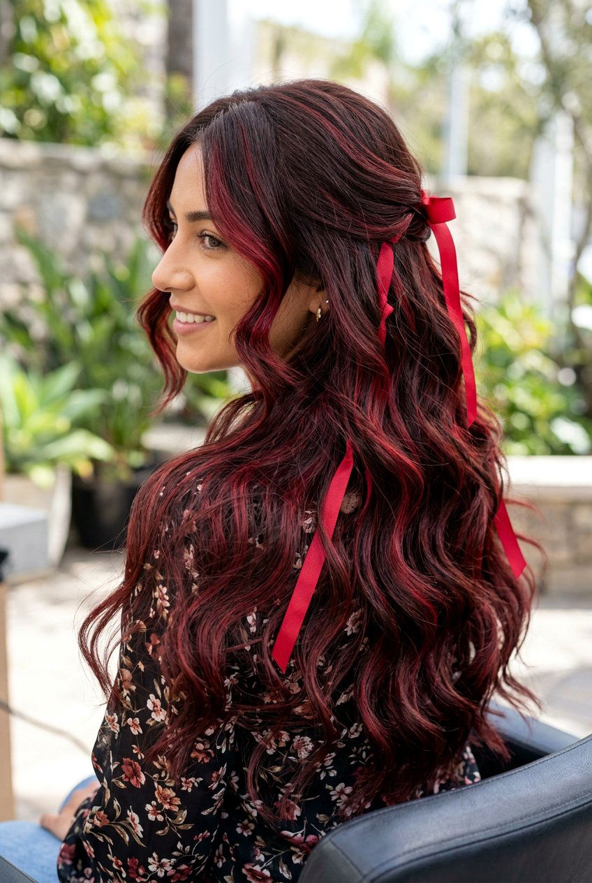 Dark brown hair with cherry red highlights - 20 brown hair with red highlights - 20 brown hair with red highlights