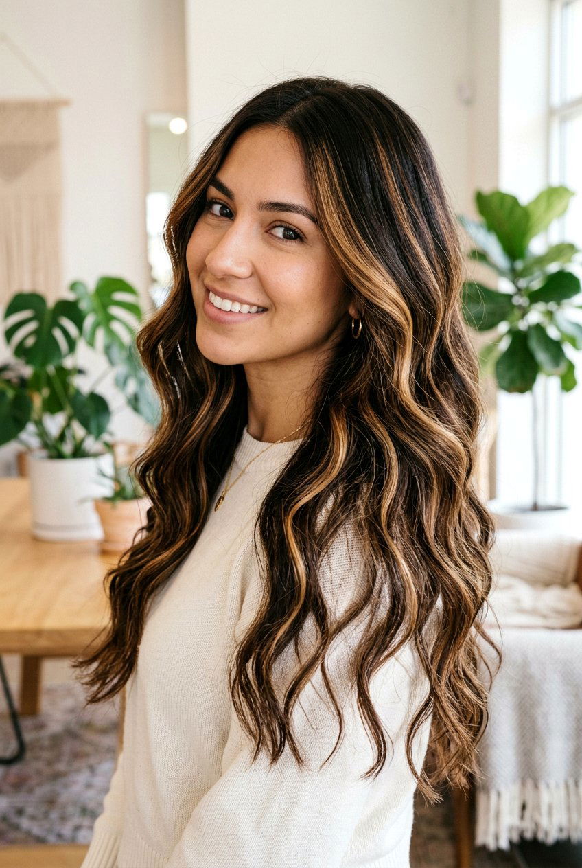 Dark brown hair with chunky caramel balayage - 20 dark brown hair with caramel balayage - 20 dark brown hair with caramel balayage